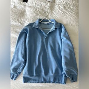 TNA Cozy Fleece Boyfriend Polo Sweatshirt